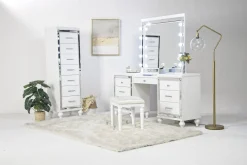 Mor Furniture Vanities & Mirrors|Valentino Vanity, Mirror & Stool In Silver