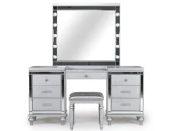 Mor Furniture Vanities & Mirrors|Valentino Vanity, Mirror & Stool In Silver
