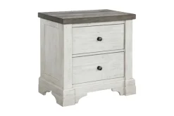 Mor Furniture Bedroom Sets|Valley Ridge Panel Bed, Dresser, Mirror & Nightstand In White Gray Finish, Queen