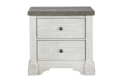 Mor Furniture Bedroom Sets|Valley Ridge Panel Bed, Dresser, Mirror & Nightstand In White Gray Finish, Queen