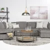 Mor Furniture Sectionals|Vivian Full Pullout Dual Chaise Sectional In Gray Fabric, Right Facing