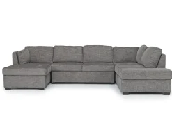 Mor Furniture Sectionals|Vivian Full Pullout Dual Chaise Sectional In Gray Fabric, Right Facing