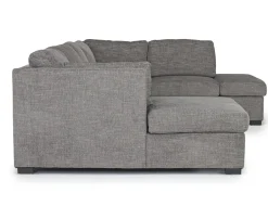 Mor Furniture Sectionals|Vivian Full Pullout Dual Chaise Sectional In Gray Fabric, Right Facing