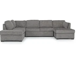 Mor Furniture Sectionals|Vivian Full Pullout Dual Chaise Sectional In Gray Fabric, Right Facing