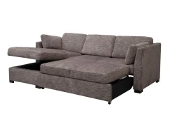 Mor Furniture Sleeper Sofas|Sofas|Vivian Full Pullout Sofa Chaise In Gray Fabric, Left Facing Gray Vif