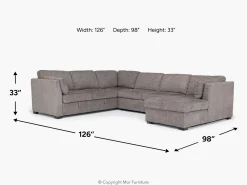 Mor Furniture Sleeper Sofas|Sectionals|Vivian Full Pullout Tux Chaise Sectional W/ Storage In Gray, Left Facing