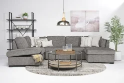 Mor Furniture Sleeper Sofas|Sectionals|Vivian Full Pullout Tux Chaise Sectional W/ Storage In Gray, Left Facing