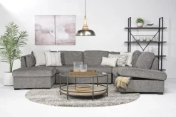 Mor Furniture Sleeper Sofas|Sectionals|Vivian Full Pullout Tux Chaise Sectional W/ Storage In Gray, Left Facing