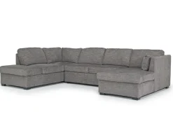 Mor Furniture Sleeper Sofas|Sectionals|Vivian Full Pullout Tux Chaise Sectional W/ Storage In Gray, Left Facing