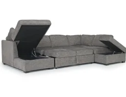 Mor Furniture Sleeper Sofas|Sectionals|Vivian Full Pullout Tux Chaise Sectional W/ Storage In Gray, Left Facing
