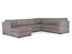 Mor Furniture Sleeper Sofas|Sectionals|Vivian Full Pullout Tux Chaise Sectional W/ Storage In Gray, Left Facing