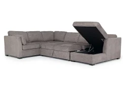 Mor Furniture Sleeper Sofas|Sectionals|Vivian Full Pullout Tux Chaise Sectional W/ Storage In Gray, Left Facing