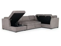 Mor Furniture Sleeper Sofas|Sectionals|Vivian Full Pullout Tux Chaise Sectional W/ Storage In Gray, Left Facing