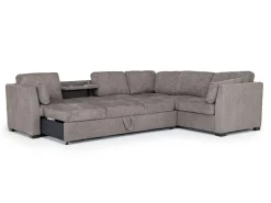 Mor Furniture Sleeper Sofas|Sectionals|Vivian Full Tux Sleeper Sectional In Gray Fabric, Left Facing