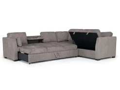 Mor Furniture Sleeper Sofas|Sectionals|Vivian Full Tux Sleeper Sectional In Gray Fabric, Left Facing