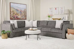 Mor Furniture Sleeper Sofas|Sectionals|Vivian Full Tux Sleeper Sectional In Gray Fabric, Left Facing