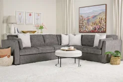 Mor Furniture Sleeper Sofas|Sectionals|Vivian Full Tux Sleeper Sectional In Gray Fabric, Left Facing
