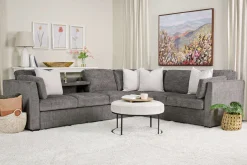 Mor Furniture Sleeper Sofas|Sectionals|Vivian Full Tux Sleeper Sectional In Gray Fabric, Left Facing