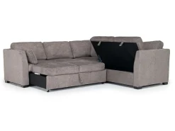 Mor Furniture Sleeper Sofas|Sectionals|Vivian Full Tux Sleeper Sectional In Gray Fabric, Left Facing