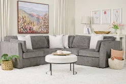 Mor Furniture Sleeper Sofas|Sectionals|Vivian Full Tux Sleeper Sectional In Gray Fabric, Left Facing