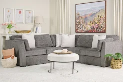 Mor Furniture Sleeper Sofas|Sectionals|Vivian Full Tux Sleeper Sectional In Gray Fabric, Left Facing