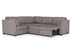 Mor Furniture Sleeper Sofas|Sectionals|Vivian Queen Tux Sleeper Sectional W/ Drop Down Table In Handwoven Pewter, Right Facing