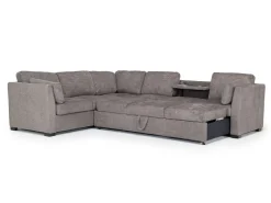 Mor Furniture Sleeper Sofas|Sectionals|Vivian Queen Tux Sleeper Sectional W/ Drop Down Table In Handwoven Pewter, Right Facing
