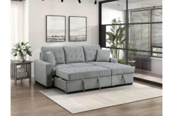 Mor Furniture Sofas|Waitsfield Full Pullout Sofa Chaise In Gray, Left Facing