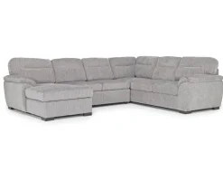 Mor Furniture Sleeper Sofas|Sectionals|Wanda Full Pullout Tux Chaise Sectional In Gray, Left Facing