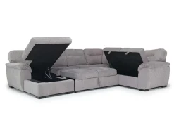 Mor Furniture Sleeper Sofas|Sectionals|Wanda Full Pullout Tux Storage Chaise Sectional In Gray, Left Facing