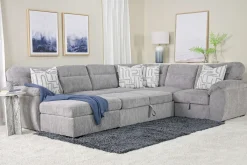 Mor Furniture Sleeper Sofas|Sectionals|Wanda Full Pullout Tux Storage Chaise Sectional In Gray, Left Facing