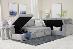 Mor Furniture Sleeper Sofas|Sectionals|Wanda Full Pullout Tux Storage Chaise Sectional In Gray, Left Facing