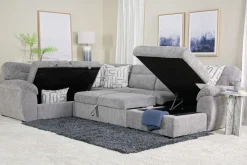 Mor Furniture Sleeper Sofas|Sectionals|Wanda Full Pullout Tux Storage Chaise Sectional In Gray, Left Facing