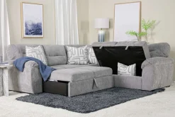 Mor Furniture Sleeper Sofas|Sectionals|Wanda Full Tux Sleeper Sectional W/ Storage In Gray, Right Facing