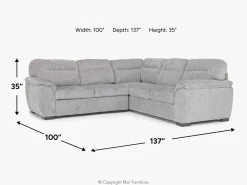 Mor Furniture Sleeper Sofas|Sectionals|Wanda Full Tux Sleeper Sectional W/ Storage In Gray, Right Facing