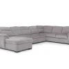Mor Furniture Sleeper Sofas|Sectionals|Wanda Queen Pullout Tux Sofa Chaise Sectional In Gray, Left Facing