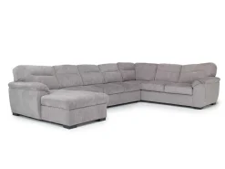 Mor Furniture Sleeper Sofas|Sectionals|Wanda Queen Pullout Tux Sofa Chaise Sectional In Gray, Left Facing