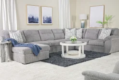 Mor Furniture Sleeper Sofas|Sectionals|Wanda Queen Pullout Tux Sofa Chaise Sectional In Gray, Left Facing