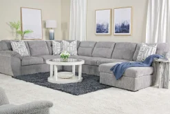 Mor Furniture Sleeper Sofas|Sectionals|Wanda Queen Pullout Tux Sofa Chaise Sectional In Gray, Left Facing
