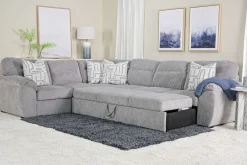 Mor Furniture Sleeper Sofas|Sectionals|Wanda Queen Tux Sleeper Sectional W/ Drop Table In Gray, Right Facing