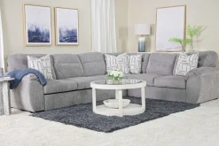 Mor Furniture Sleeper Sofas|Sectionals|Wanda Queen Tux Sleeper Sectional W/ Drop Table In Gray, Right Facing