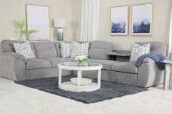 Mor Furniture Sleeper Sofas|Sectionals|Wanda Queen Tux Sleeper Sectional W/ Drop Table In Gray, Right Facing