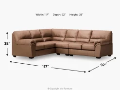 Mor Furniture Sectionals|Whitlock Tux Sofa Sectional In Caramel, Left Facing