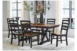 Mor Furniture Seating For 6|Dining Room Sets|Wildenauer Extendable Dining Table & 6 Chairs In Brown/Black