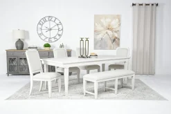Mor Furniture Seating For 6|Dining Room Sets|Willowbrook Dining Table, 4 Chairs & Bench In Pebble, Slat
