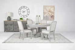 Mor Furniture Seating For 4|Round Dining Sets|Willowbrook Round Dining Table & 4 Chairs In Pebble, Slat