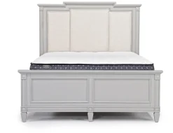 Mor Furniture Bedroom Sets|Willowbrook Upholstered Panel Bed, Dresser, Mirror & Nightstand In Pebble, Queen