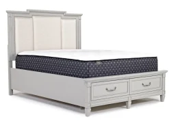Mor Furniture Bedroom Sets|Willowbrook Upholstered Panel Bed, Dresser, Mirror & Nightstand In Pebble, Queen