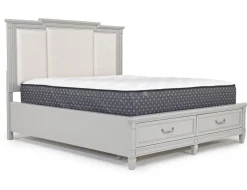 Mor Furniture Bedroom Sets|Willowbrook Upholstered Panel Bed, Dresser, Mirror & Nightstand In Pebble, Queen