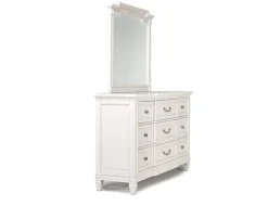 Mor Furniture Bedroom Sets|Willowbrook Upholstered Panel Bed, Dresser, Mirror & Nightstand In Pebble, Queen